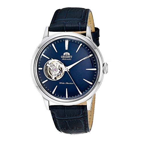 【中古】【未使用・未開封品】Orient Bambino オープンハート 日本製自動巻き ステンレススチール レザー ドレスウォッチ ブルー