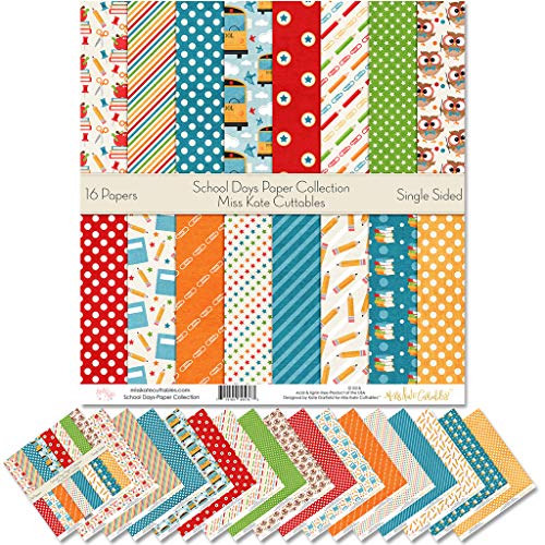 【中古】【未使用・未開封品】Miss Kate Cuttables パターン ペーパーパック - School Days - スクラップブック プレミアム スペシャルティペーパー 片面 12インチx12インチ|AJIMURA-SHOP