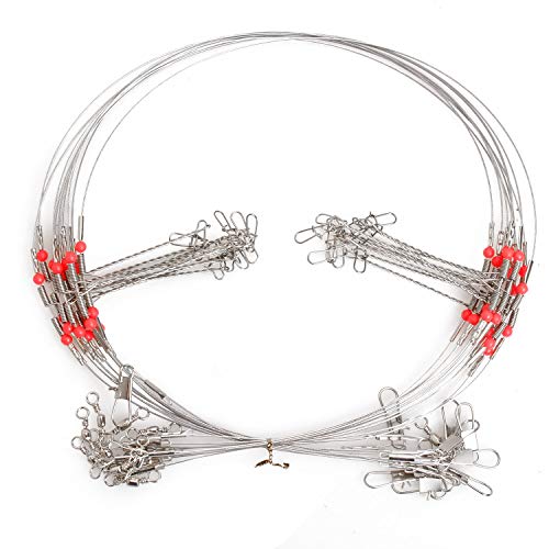 【中古】【未使用・未開封品】Airkoul 20X Wire Trace Leader Rig Stainless Steel 2 Arm Fishing Rigs Tackle Lure Swivel Snaps Beads High-strength Fishing Wire