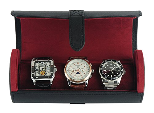 【中古】【未使用・未開封品】TIMELYBUYS デラックス ブラック サフィアーノ 3 腕時計 バングル ブレスレット トラベルウォッチケースとジュエリーロール|AJIMURA-SHOP