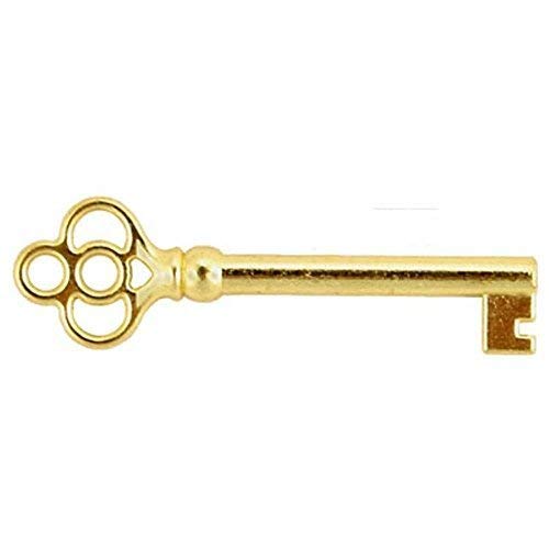【中古】【未使用・未開封品】中空バレル スケルトン キー クラシックなリボン付き 真鍮プレート仕上げ アンティーク家具ロック|AJIMURA-SHOP