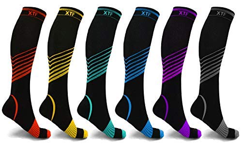 【中古】【未使用・未開封品】Extreme Fit XTF ウルトラVストライプ ニーハイコンプレッションソックス ランニング アスレチック 妊娠 旅行用 6足 Large/X-large 15,017円