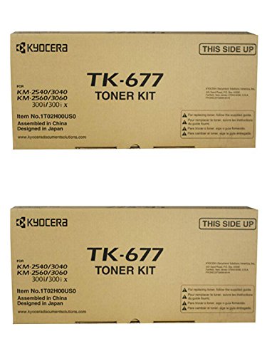 【中古】【未使用・未開封品】Kyocera TK-677 (TK677) Black Toner Cartridge 2-Pack for KM-3040, KM-3060, TASKalfa 300i