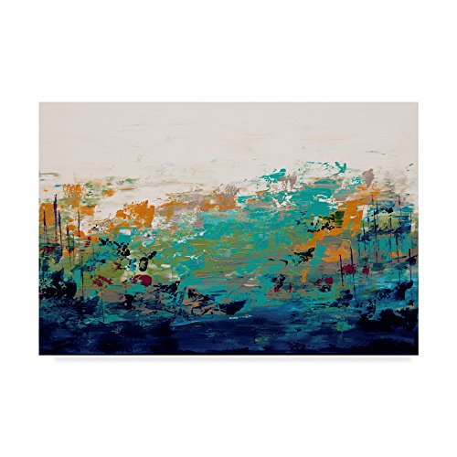 【中古】【未使用・未開封品】抽象湖ブルーby Hilary Winfield、16?x 24インチ