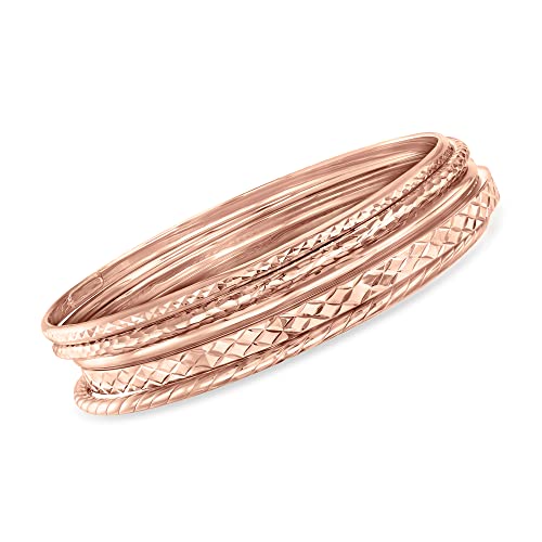 【中古】【未使用・未開封品】Ross-Simons 18kt ローズゴールドメッキ スターリングシルバージュエリーセット バングルブレスレット5個