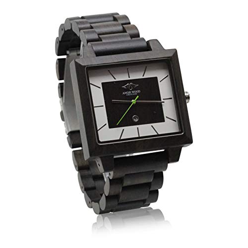 【中古】【未当て嵌める・未開封品】Angie Wood Creations Dark SandalwoodメンズSquare Watch with Matching Dial 靴-その他