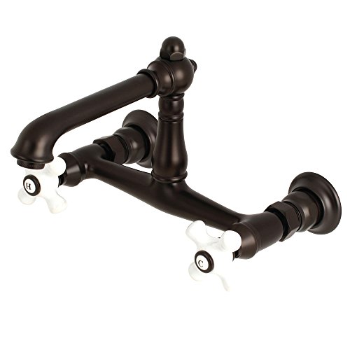【中古】【未当て嵌める・未開封品】Kingston Brass KS7245PX 連合王国 壁据え置き ベッセルシンク水道の栓 6-5/8in 注ぎ口リーチ 油絵の具磨きブロンズ