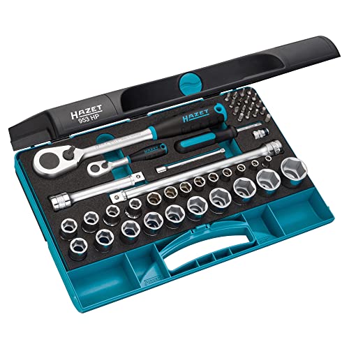 【中古】【未使用・未開封品】Hazet 953HP プロフェッショナルソケットスパナセット 正方形 6.3mm (1/4 12.5mm (1/2インチ) 47ピース リバーシブルラチェット2個付き ソフトフ｜AJIMURA-SHOP
