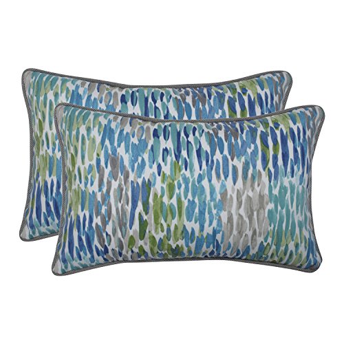 【中古】【未当て嵌める・未開封品】Pillow Perfect Outdoor | Indoor Make It Rain セルリアン矩形スローピロー (2個仕掛ける) 青色