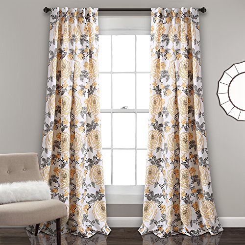 【中古】【未当て嵌める・未開封品】Aromo Garden Room Darkening Window Curtain Panels Yellow/Gray Set 52X84