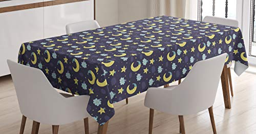 【中古】【未使用・未開封品】Ambesonne メッセージテーブルクロス 眠れる月と雲 帽子付き 夜会 コンポジション 長方形テーブルカバー ダイニングルーム キッチン 装飾 60イン｜AJIMURA-SHOP
