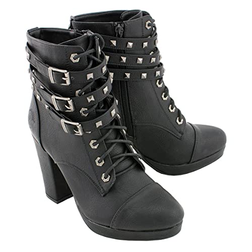 【中古】【未使用・未開封品】Milwaukee performancewomen \'s Lace To Toe Boot With Tripストラップスタッズアクセント 8 B(M) US ブラック MBL9417-BLACK-8