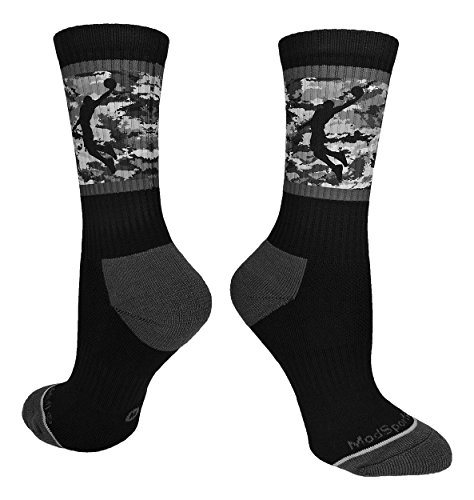【中古】【未当てはめる・未開封品】(Large, Black/Graphite Camo) - MadSportsStuff Basketball Socks Player on Camo Athletic Crew Socks (Multiple Colours)