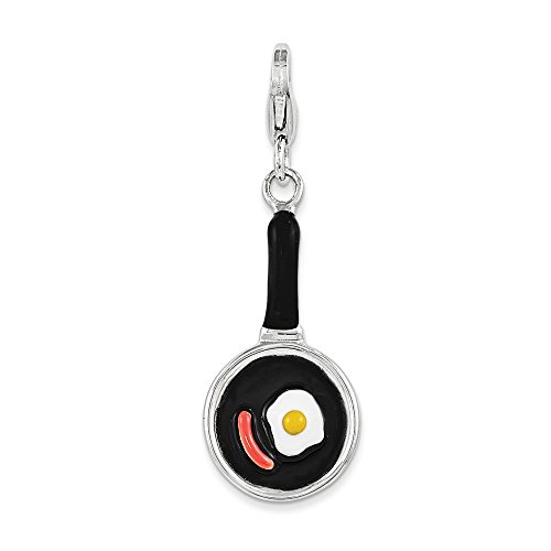 【中古】【未当て嵌める・未開封品】スターリングシルバーエナメルフライパン ロブスタークラスプチャーム付き添い人 その他-靴