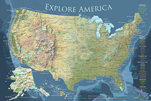 【中古】【未使用・未開封品】National Parksマップと米国旅行Destinationsポスター24?x 18インチ) 24W x 16H inches
