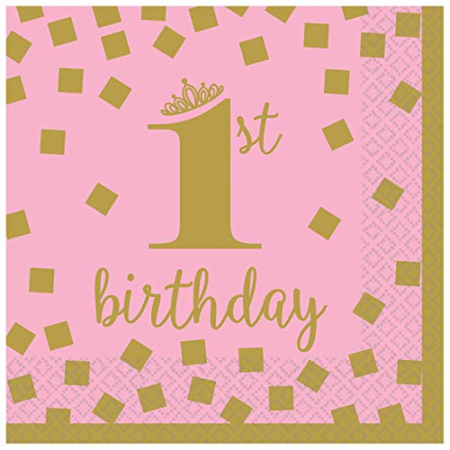【中古】【未使用・未開封品】プレミアム1st誕生日ピンクBeverage Napkins ( 16?ct
