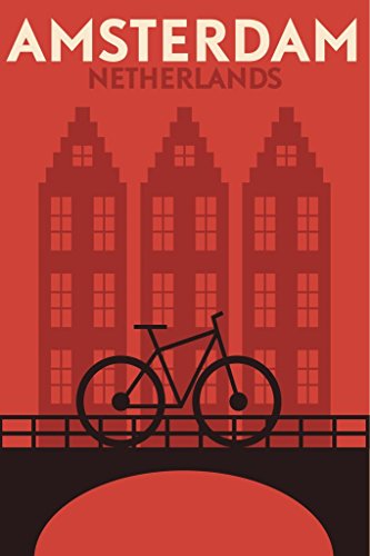 【中古】【未使用・未開封品】ポスター Foundry Amsterdam オランダ 自転車 レトロ 旅行アート 36x54 inches 226378
