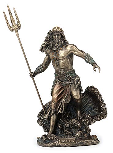 【中古】【未当て嵌める・未開封品】Veronese Design Resin Statues Greek God Poseidon Standing Over Crashing Waves Statue 6 X 25糎 X 9.5糎 Bronze