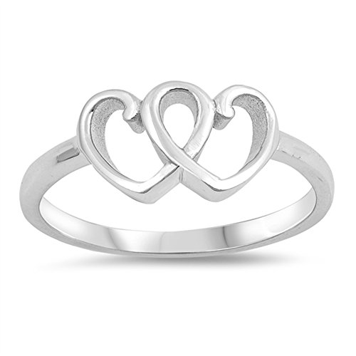 【中古】【未使用・未開封品】infinity love heart Promise純度リング新しい925スターリングシルバーバンドサイズ3???10