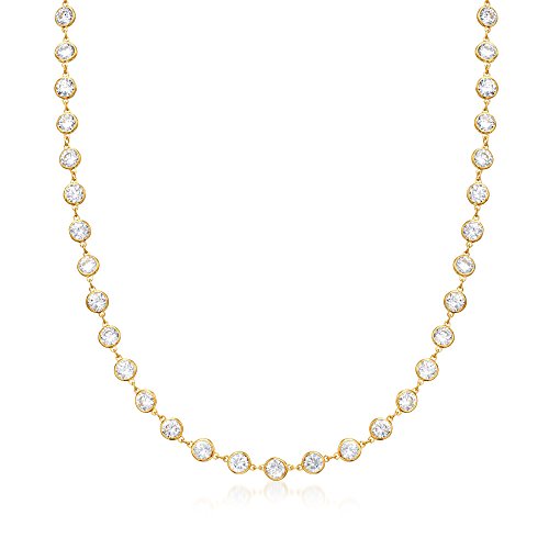 【中古】【未使用・未開封品】Ross-Simons 20.00 ct. t.w.ベゼルセット CZ ステーションネックレス 18kt ゴールドオーバー スターリング, キュービックジルコニア,｜AJIMURA-SHOP