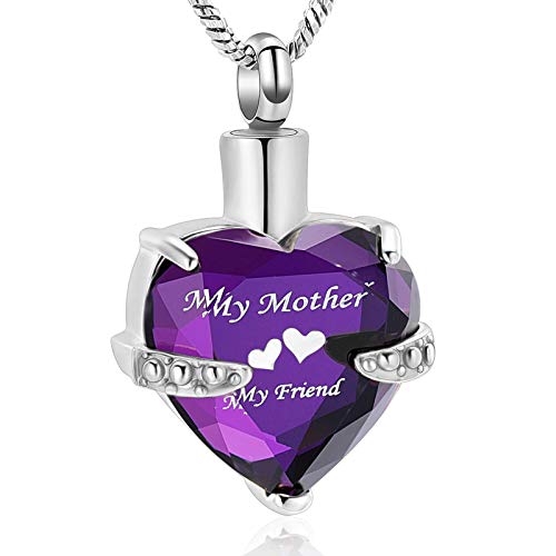 【中古】【未使用・未開封品】DIYJewelry Inc母Engraved誕生石ハートCremation UrnネックレスMemorial灰記念品ペンダント