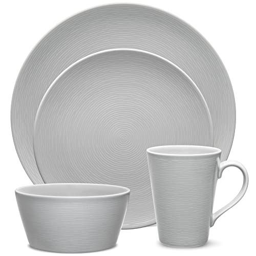 【中古】【未当て嵌める・未開封品】Noritake グレーオングレースワール 4ピースラウンドプレースセッティング