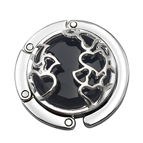 【中古】【未使用・未開封品】jewelbeautyハンドバッグフックハンガーホルダーforテーブルデスク軽量ハートカットアウトクリスタルジェムストーン折りたたみ式ショルダーハン