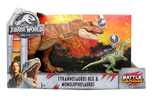 【中古】【未使用・未開封品】ジュラシック・ワールド / 炎の王国 2018 バトルダメージ アクションフィギュア 2パック ティラノサウルス・レックス VS モノロフォサウルス / J