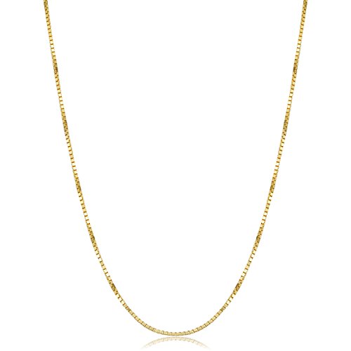 【中古】【未使用・未開封品】Kooljewelry 14Kイエローゴールド 1mm ベネチアンボックスチェーンネックレス, 金属,