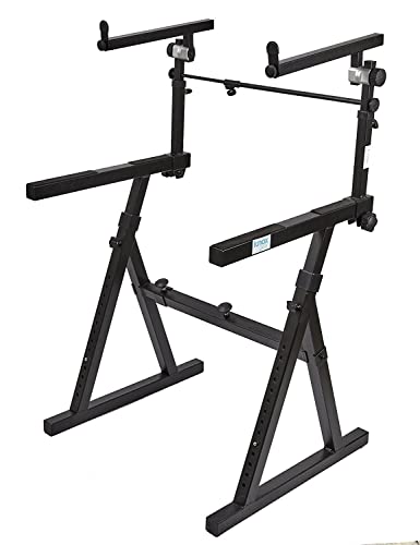 【中古】【未使用・未開封品】Knox Gear Z-Style 2段電子キーボード ピアノスタンド (バージョン2) バンドル (2アイテム) - 頑丈な高さと幅調節可能なキーボードスタンド - プ