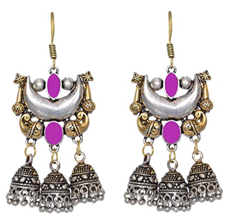 【中古】【未使用・未開封品】Sansarインドいぶし仕上げデュアルトーンJhumka Indianイヤリングジュエリー女の子と女性のための ピンク｜AJIMURA-SHOP