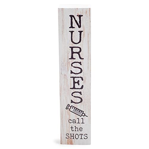 【中古】【未使用・未開封品】P. Graham Dunn Nurses Call Shots シリンジ ホワイト 7.25 x 1.5インチ 木製垂直卓上ブロックサイン