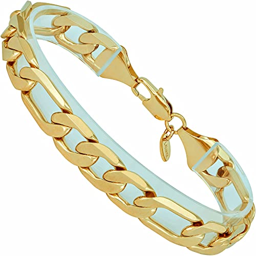 【中古】【未使用・未開封品】Lifetime Jewelry 11mm フィガロチェーンブレスレット 男女兼用 24K純金メッキ Small, Medium and Large ゴールド|AJIMURA-SHOP