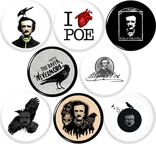 【中古】【未当て嵌める・未開封品】Edgar Allan Poe 8目あたらしい1?\"in25?粍ボタンピンバッジQuoth the Raven Nevermore詩作家Baltimore"
