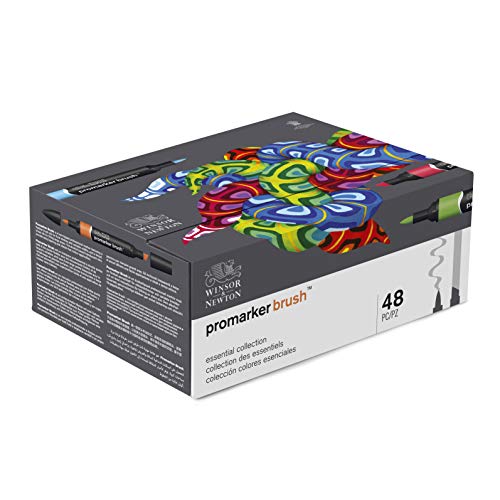 【中古】【未使用・未開封品】Winsor & Newton (ウィンザー&ニュートン) 筆ペン タイプ マーカー− カラー筆ペン タイプ ツイン ペン 48本セット|AJIMURA-SHOP