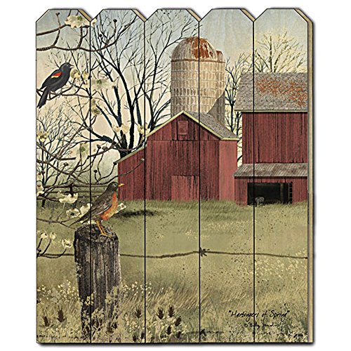 【中古】【未使用・未開封品】トレンディdecor4u Harbingersのばねby Billy Jacobs、印刷壁アートon a木製ピケットフェンス、Earthtone 71,455円