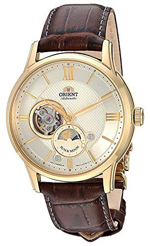 【中古】【未使用・未開封品】[オリエント] Orient 腕時計 Men's Gold Tone Sun and Moon Open Heart Leather Band Automatic Watch 日本製自動巻 RA-AS0004S10A メンズ 【並画像