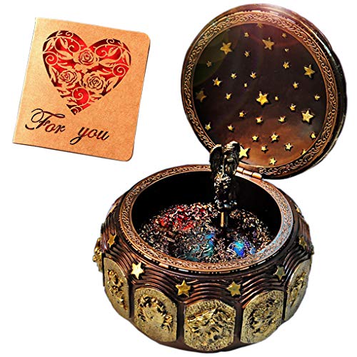 【中古】【未使用・未開封品】(A1 Gold) - Vintage Music Box with 12 Constellations Rotating Goddess LED lights Twinkling Resin Carved Mechanism Musical Box with Sank|AJIMURA-SHOP