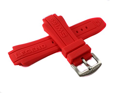【中古】【未使用・未開封品】スイス凡例19?mmレッドシリコンゴム腕時計ストラップ&シルバーステンレスバックルフィット53?mm Neptune Watch