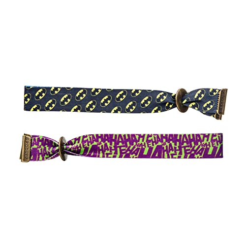 【中古】【未使用・未開封品】DC Comics Unisex Adult Batman And Joker Adult Groovez Bracelet Set,Yellow/Black/Purple,Adjustable画像