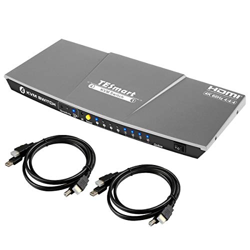 【中古】【未当てはめる・未開封品】TESmart KVM取り替えっこ 4界面 HDMI 4K 60サイクル Ultra 固定ディスク オーディオ最終生産物付き添い人マルチメディアシステム [複数形のマイコン、万覚え帳マイコン、力くらべコンソールを録画媒体