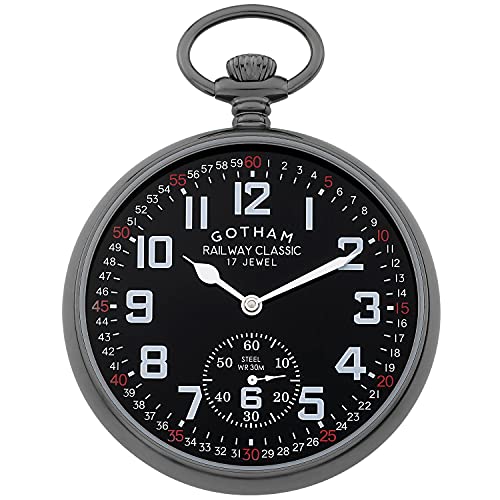 【中古】【未当て嵌める・未開封品】Gotham メンズ 鵞鳥金属元素 ステンレス鋼スチール写真 機械類式手巻き鉄道線路ひな型 袂時計 # GWC14103BBK
