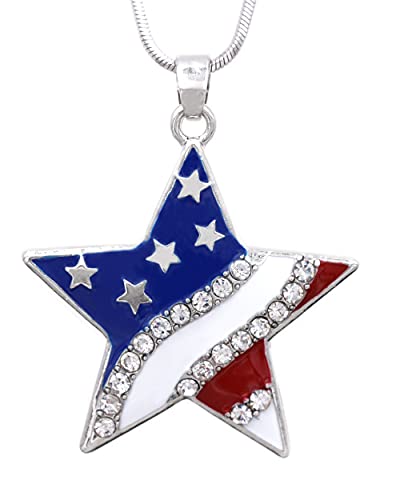 【中古】【未使用・未開封品】cocojewelry 4th of July Patriotic USA American Flagハートスターペンダントネックレス