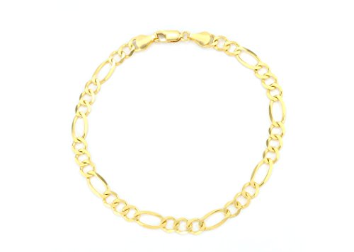 【中古】【未当て嵌める・未開封品】PORI JEWELERS メンズ 10K黄色ゴールド5.5粍フィガロ3 + 1のリンクチェーンブレスレット8