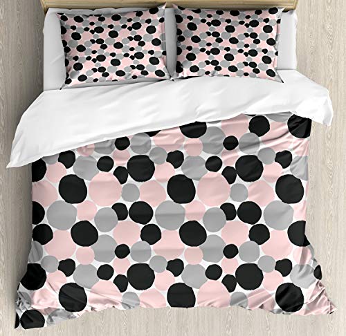 【中古】【未当て嵌める・未開封品】lunarable Polka Dot可色変わり、かざり付ける寝具仕掛けるwithピロー、薄べったいサクラ色の綿毛布団覆いかぶせる仕掛ける、今日このごろの表現スタイル御手々絵を描くこと小間絵お定まり薄墨色とブラジャー