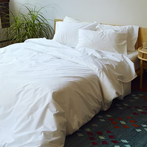 【中古】【未使用・未開封品】(ブルックリネン) Brooklinen 高級サテン掛け布団カバー キング/カリフォルニアキングサイズベッド用 ソリッドホワイト (エクストラロングコーナ