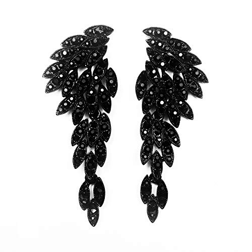 【中古】【未使用・未開封品】LARGE Bling Bling Earrings Angel Wings Eagle Wings Rhinestone Studded Statement Fashion Earrings Gold Black Dangling Earrings Wedding P