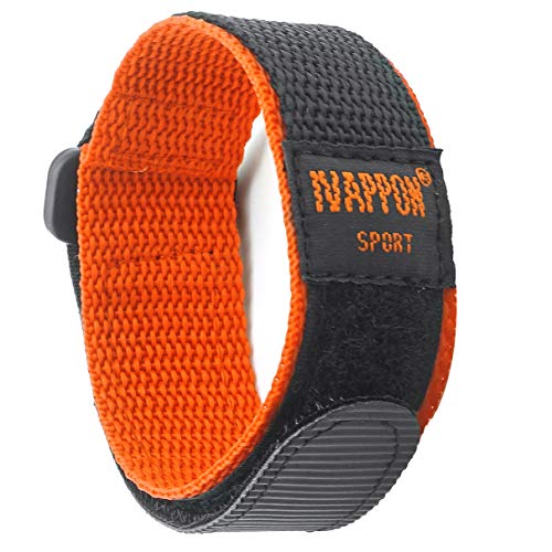 【中古】【未使用・未開封品】IVAPPON フックループ スポーツウォッチストラップ 18mm 20mm ナイロンストラップ ブラック ブルー 留め式 腕時計バンド, オレンジ(ブラックプラ