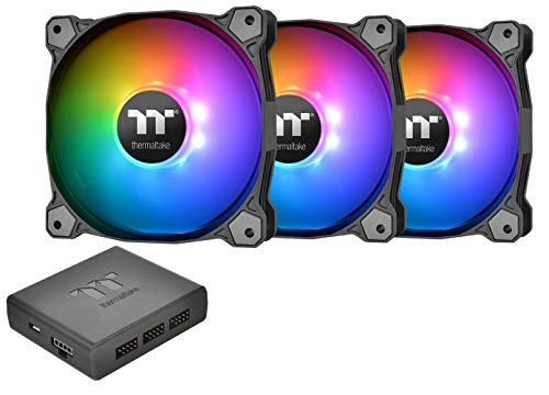 【中古】【未当て嵌める・未開封品】Thermaltake Pure Plus 12 RGB TT 割り増し金～版 120粍 ソフトウエア 丸型 9 抑えつける能力のある LED RGB PWM入れもの 放熱器気違い 3容器に並べる
