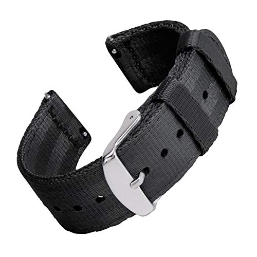 【中古】【未使用・未開封品】(アーチャー) Archer Watch Straps ? シートベルト ナイロン クイックリリース腕時計バンド | マルチカラー 18mm 20mm 22mm, ブラック, 20mm (S